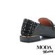 低跟鞋 MODA MODAY 復古輕奢毛呢拼接牛皮方頭樂福低跟鞋－黑 product thumbnail 4