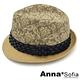 AnnaSofia 古典花紋編蔥革帶 遮陽紳士帽爵士帽草帽(黃駝系) product thumbnail 3