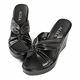 山打努SANDARU-拖鞋 交叉扭結楔型高跟涼鞋-黑 product thumbnail 2