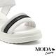 涼鞋 MODA Luxury 潮感個性休閒撞色牛皮厚底涼鞋－白 product thumbnail 6