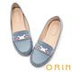 ORIN 甜美童趣縫線真皮 女 平底鞋 藍色 product thumbnail 4