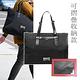 BALLY ON THE GO 經典品牌LOGO帆布摺疊手提肩背托特包禮盒組(黑-附手拿包) product thumbnail 2