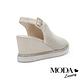 涼鞋 MODA Luxury 俐落沖孔牛皮魚口楔型涼鞋－米 product thumbnail 4
