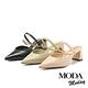 穆勒鞋 MODA MODAY 時髦金屬鍊條羊皮尖頭高跟穆勒拖鞋－粉 product thumbnail 7