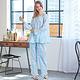 睡衣 精梳棉平織薄長袖兩件式睡衣(R77202-5淺水藍格紋) 蕾妮塔塔 product thumbnail 2