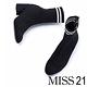 短靴 MISS 21 時髦冬季飛織設計粗跟襪靴－黑 product thumbnail 5