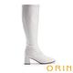 ORIN 時髦簡約素面粗高跟長靴 白色 product thumbnail 3