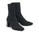 短靴 MELROSE 美樂斯 極簡時髦純色飛織布方頭高跟短靴－黑 product thumbnail 2