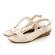 ORIN 皮革金屬U環飾釦楔型 女 涼鞋 米色 product thumbnail 2