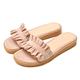 山打努SANDARU-大尺碼鞋 拖鞋 甜美荷葉邊絨布平底拖鞋-米 product thumbnail 4