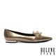 平底鞋 HELENE SPARK 時髦品味造型飾釦全真皮尖頭平底鞋－古銅 product thumbnail 3