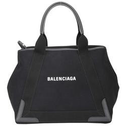 BALENCIAGA Navy Cabas 大型 字母帆布手提托特包(黑/附萬用包)