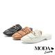拖鞋 MODA Luxury 復古時尚可拆式流蘇鍊條穆勒低跟拖鞋－咖 product thumbnail 7