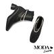 短靴 MODA Luxury 氣質純色金屬珍珠踝鏈彈力皮革方頭短靴－黑 product thumbnail 5