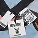 MOSCHINO 義大利製PLAYBOY小熊圖騰字母LOGO圍巾/披肩(籃底黑邊) product thumbnail 5