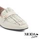 低跟鞋 MODA Luxury 微奢格紋珍珠牛皮方頭樂福低跟鞋－白 product thumbnail 6