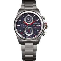 elegantsis Fashion 領先風範三眼計時腕錶-銀灰x藍面/45mm