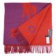 RALPH LAUREN POLO 經典大馬LOGO雙色羊毛大款圍巾披肩(190X50cm)-紫/橘紅 product thumbnail 3