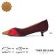 Tino Bellini 細緻羊皮色塊拼接尖頭低跟鞋-駝 product thumbnail 3