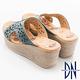 DN 清涼自在 MIT大方簍空鑽飾楔型涼拖鞋 藍 product thumbnail 4