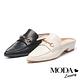 拖鞋 MODA Luxury 復古時尚馬銜釦穆勒尖頭低跟拖鞋－白 product thumbnail 7