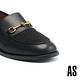 低跟鞋 AS 俐落時尚飾釦小牛皮樂福低跟鞋－黑 product thumbnail 6