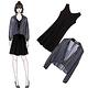 中大尺碼格子雪紡襯衫加黑色V領顯瘦背心裙套裝XL~4L-Ballet Dolly product thumbnail 3