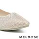 低跟鞋 MELROSE 美樂斯 華麗舒適雙色晶鑽飛織布尖頭低跟鞋－米 product thumbnail 6