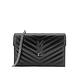 YSL Monogram 銀logo粒紋牛皮斜背/肩背信封包-19cm(742920-黑) product thumbnail 2