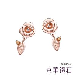 京華鑽石 迪士尼公主系列 玫瑰花鑽石耳環 10K玫瑰金 共0.01克拉