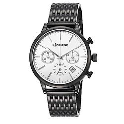 LICORNE力抗錶 經典時尚風格三眼計時手錶 銀x黑/43mm