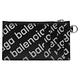 BALENCIAGA 細閃英字LOGO設計小牛皮頸掛式卡片零錢包(黑/銀) product thumbnail 4