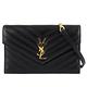 YSL MONOGRAM V型縫線珍珠紋牛皮金屬鏈帶手拿/斜背包(黑色/6卡) product thumbnail 2