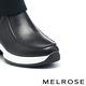 短靴 MELROSE 美樂斯 率性時髦反摺毛線布拼接牛皮厚底短靴－黑 product thumbnail 6