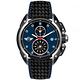MINI Swiss Watches 石英錶 45mm 藍底黑條兩眼計時 黑色真皮錶帶 product thumbnail 2