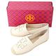 TORY BURCH Ines 展示品 奶油色雙T納帕牛皮草編鞋(左腳外右中色塊+跟破皮) product thumbnail 6