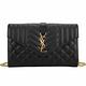 YSL Saint Laurent MONOGRAM 可拆鍊帶稜格縫線牛皮手拿/斜背包(黑色) product thumbnail 2