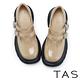 TAS 復古丁字釦帶真皮鋸齒厚底瑪莉珍鞋 棕色 product thumbnail 4