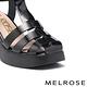 涼鞋 MELROSE 美樂斯 質感率性編織帶造型牛漆皮方頭高跟涼鞋－黑 product thumbnail 6