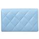 CHANEL 水鑽鑲嵌CC LOGO菱格紋小牛皮翻蓋釦式零錢卡包(天藍) product thumbnail 4