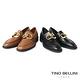 Tino Bellini 義大利進口金屬雙環鍊飾牛皮小低跟樂福鞋-棕 product thumbnail 6