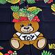 MOSCHINO 義大利熱帶水果TOY小熊LOGO圖騰100%絲質絲巾(黑底) product thumbnail 4