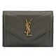 YSL Saint Laurent MONOGRAM V型車線魚子醬牛皮三折式零錢短夾(深灰) product thumbnail 2