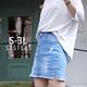 SISTERS 首爾歐膩喜歡的縫珠刷破造型牛仔褲裙 短裙/S-3L product thumbnail 3