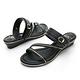 GDC-真皮歐系金屬流線楔型兩穿涼鞋-黑色 product thumbnail 5