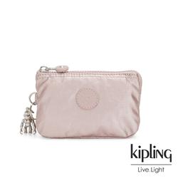 Kipling 嬌柔玫瑰金色三夾層配件包-CREATIVITY S