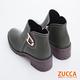 ZUCCA-D字釦側拉鍊低跟短靴-綠-z6722gn product thumbnail 3