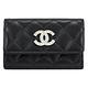 CHANEL 24新款 方水鑽CC LOGO小羊皮扣式零錢卡包(黑/銀) product thumbnail 2