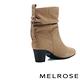 短靴 MELROSE 氣質簡約抓皺造型牛麂皮高跟短靴－米 product thumbnail 4