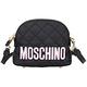 MOSCHINO 粉字母絎縫尼龍可拆背帶手拿/斜背貝殼包(黑色) product thumbnail 2